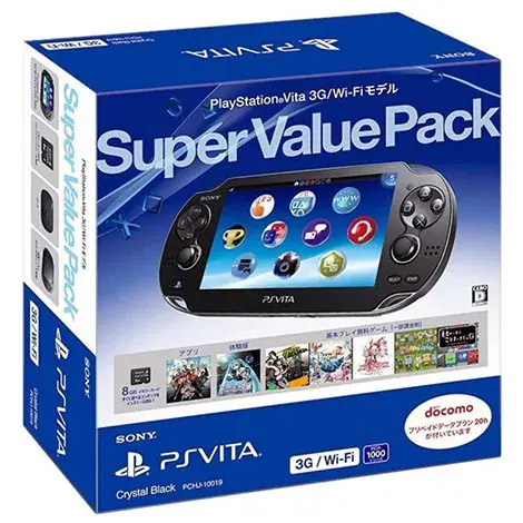 PlayStation Vita Super Value Pack 3G/Wi-Fiモデル PCHJ-10019 クリスタル・ブラック (付属品の付属は無し)の商品画像