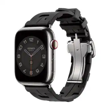 Apple Watch Hermes Series9 45mm GPS + Cellular ステンレススチール/キリム・ディプロイアントバックルシ‍ンプルトゥールストラップの商品画像