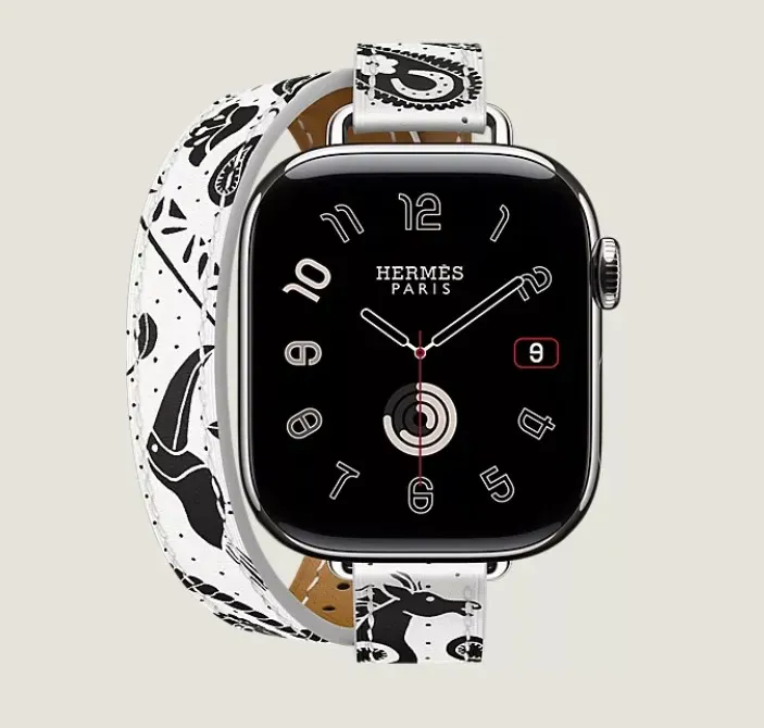 Apple Watch Hermes Series11 42mm GPS+Cellular チタニウムケース/アトラージュ・アニモー・バンダナドゥブルトゥールレザーストラップの商品画像